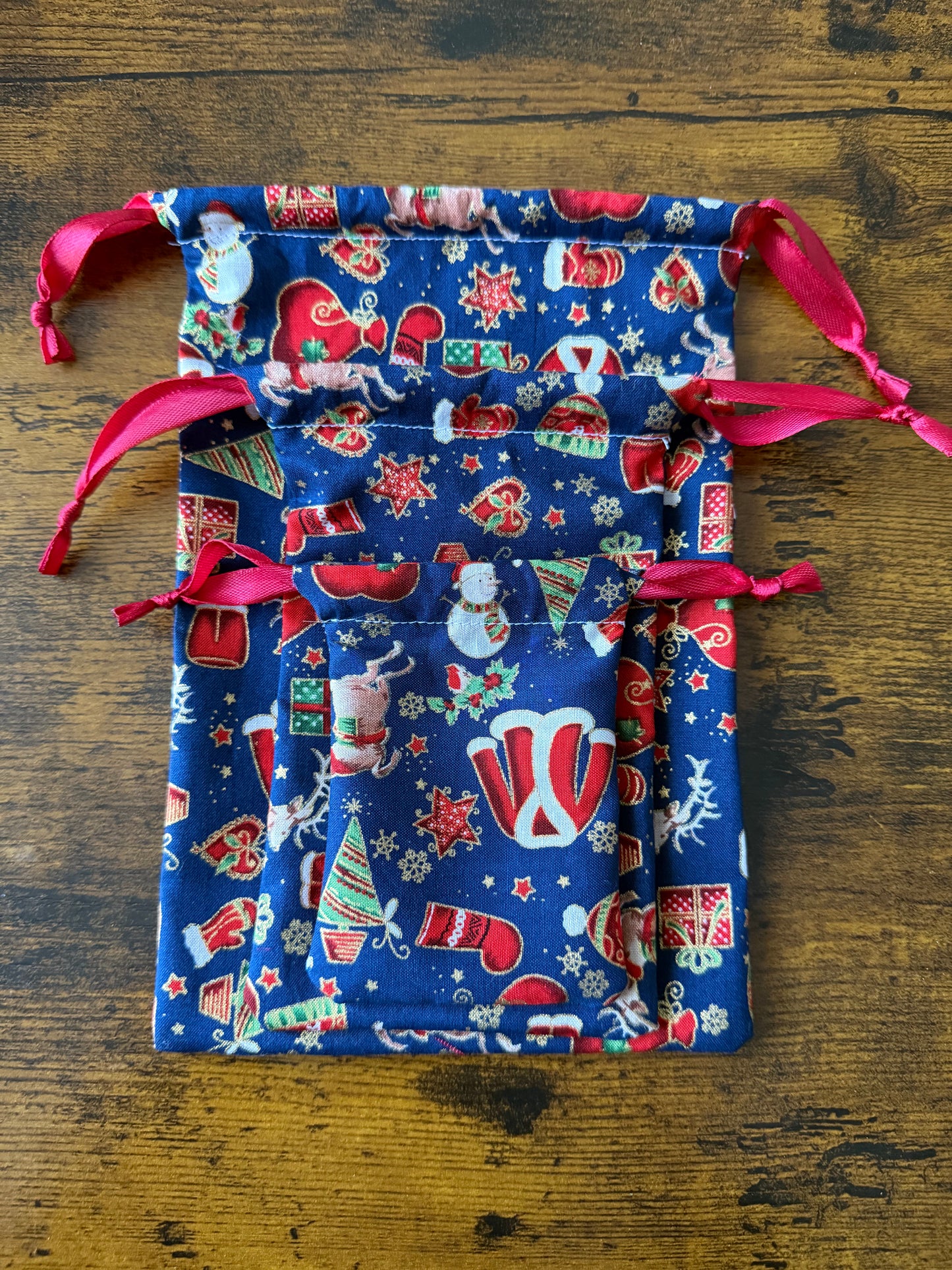 Pochon cadeau bleu et rouge