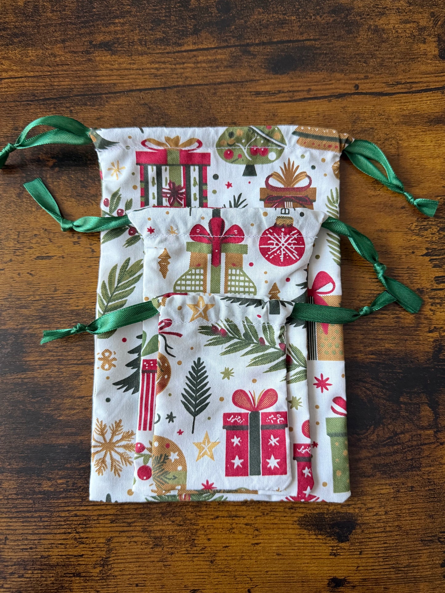 Pochon cadeau blanc et vert