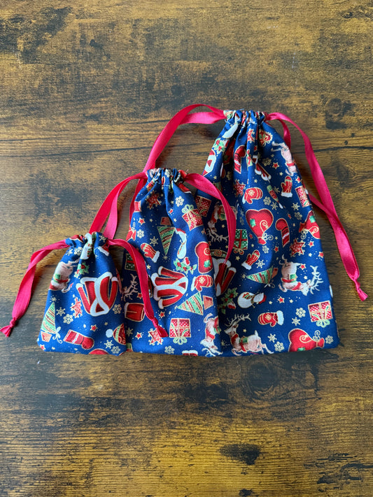 Pochon cadeau bleu et rouge