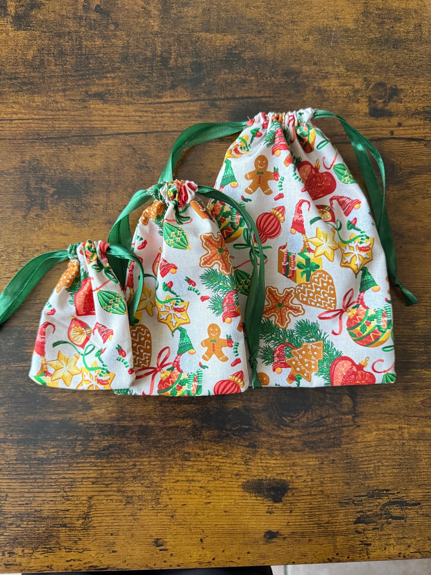 Pochon cadeau beige et vert