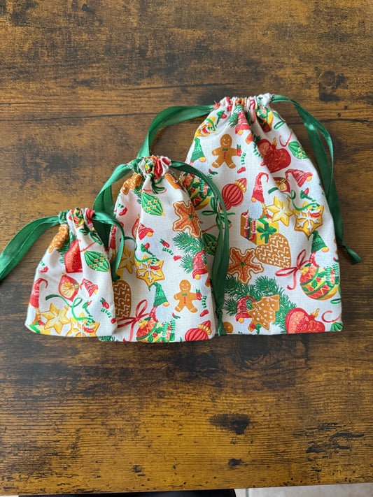 Pochon cadeau beige et vert