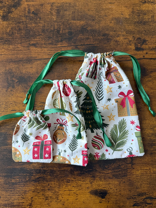 Pochon cadeau blanc et vert