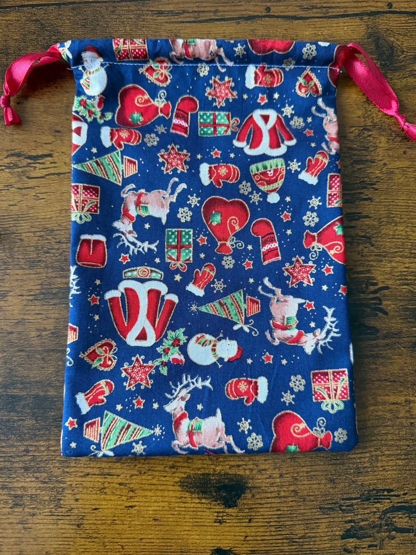 Pochon cadeau bleu et rouge