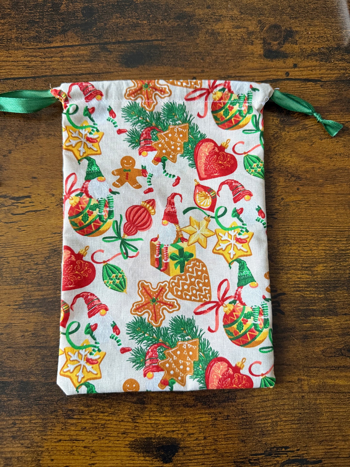 Pochon cadeau beige et vert